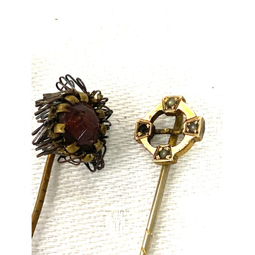 562 - 3 Vintage stone set hat pins