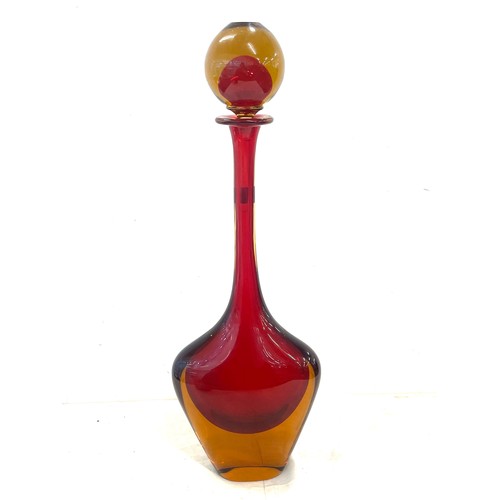 537A - Murano glass Verti art Serguso large decanter with stopper, good overall condition, approximate heig... 