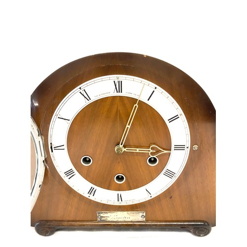 66 - The Alexander Clarke Co Limited 3 keyhole mantel clock, untested with key and pendullam