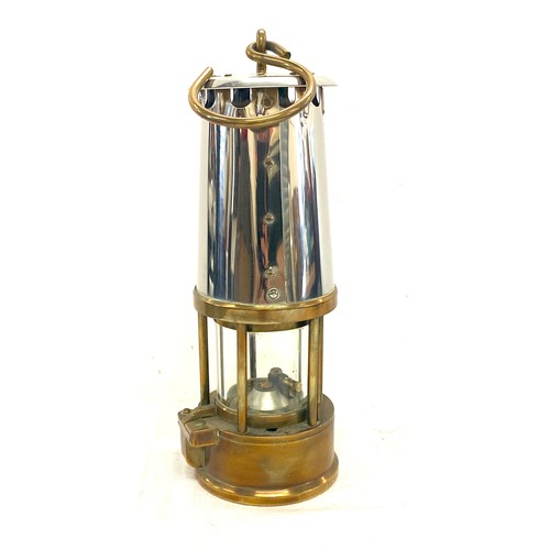 593 - Vintage brass and Chrome miners lamp