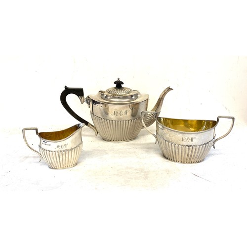 548 - Hallmarked silver 3 piece tea set , Birmingham hallmarks, Makers BB, total weight 995.3g