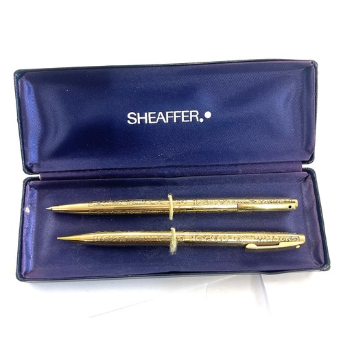 591 - Boxed set of Sheaffer 12k G.F propelling pencil and pen