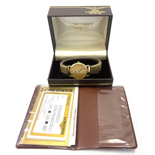 577 - Gents vintage Longines wristwatch with certificate , original box untested