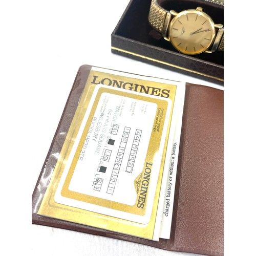 577 - Gents vintage Longines wristwatch with certificate , original box untested