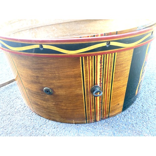 392 - Scots guard vintage drum, emblazoned with regimental detailing, royal coat of arms, in need of resto... 