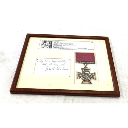 114 - Geoffrey Leonard Cheshire framed Victorian Cross holder signature