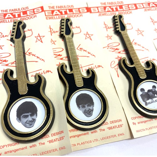 537 - 5 The Fabulous Beatles jewellery guitar brooch, each brooch measures 4 inches tall