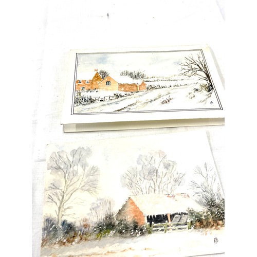 127 - 4 original signed small paintings unframed by local artist Janet Barker