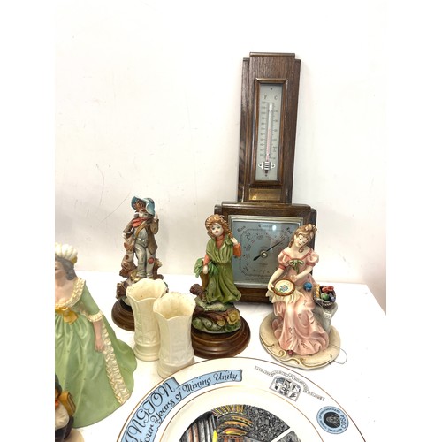 274 - Selection of ornaments, to include Goebel, Signed painting, wall hanging barometer, Olympus XA2, etc... 