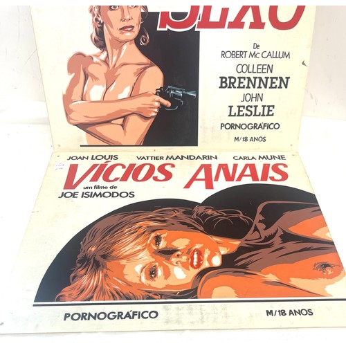 187 - 2 Vintage plastic erotic film posters, approximate measurements of each: Width 16.5 inches, Height 1... 