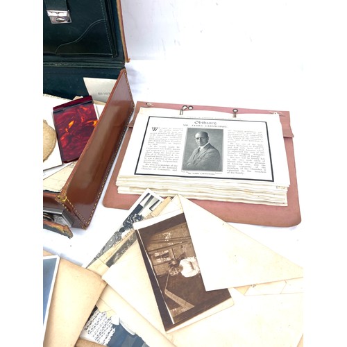 211 - Vintage leather small briefcase with various antique and later photos