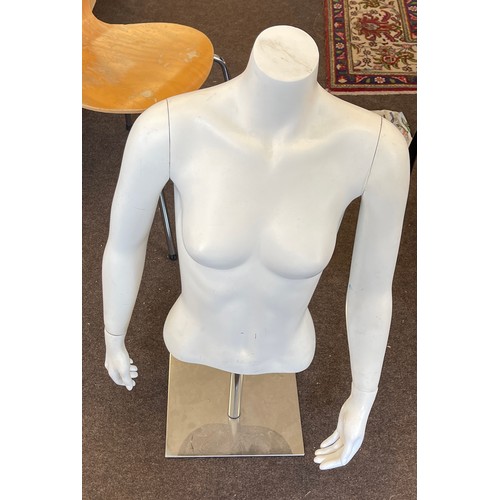 415 - Small mannequin torso on stand, approximate height 36 inches