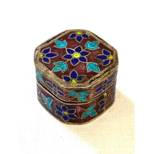 471 - Silver and enamel pill box, hallmarked 925