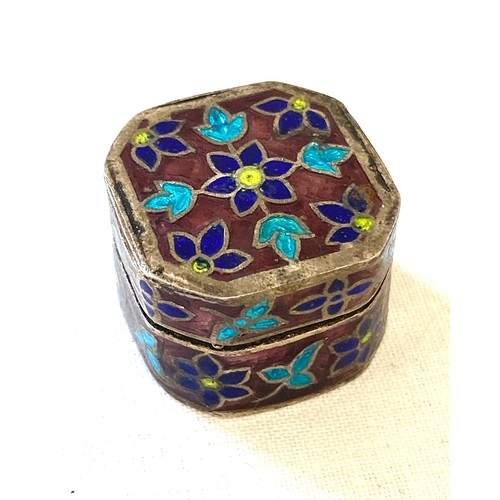 471 - Silver and enamel pill box, hallmarked 925