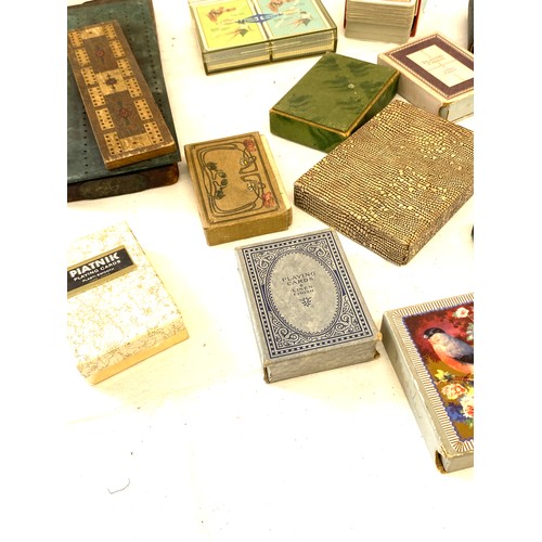 143 - Selection of vintage playing cards, Cribbage boards etc