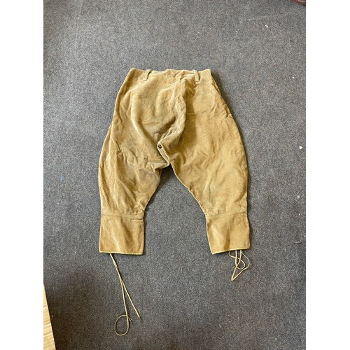 98 - Pair ladies Breeches cordoroy land army size 5 trousers, J B Hoyle and Co 1943 together with ladies ... 