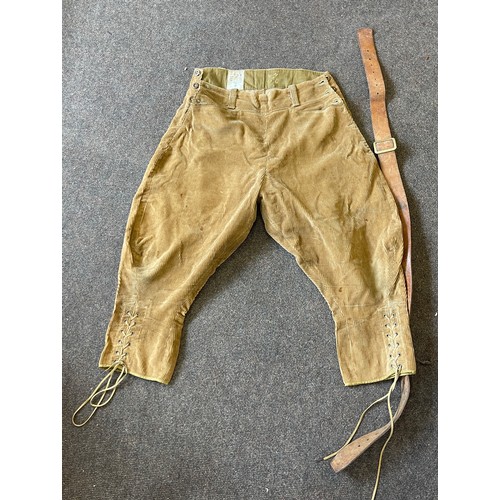 98 - Pair ladies Breeches cordoroy land army size 5 trousers, J B Hoyle and Co 1943 together with ladies ... 