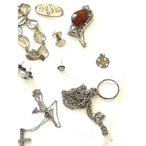 478 - Selection of silver hallmarked jewellery to include signet bracelet, St Christopher, marcasite earri... 