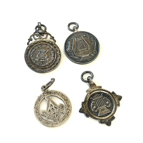 482 - Silver 1937 WMF medal, 1936 WMF medal, silver masonic fob, silver medal