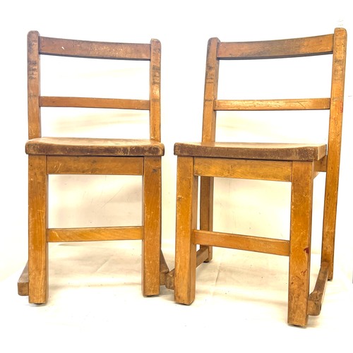 399 - 2 Small vintage childrens wooden chairs, overall height 22 inches, seat height: 12 inches