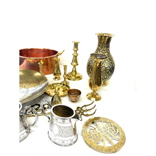 275 - Selection of metalware to include brass, copper and silver plate pieces