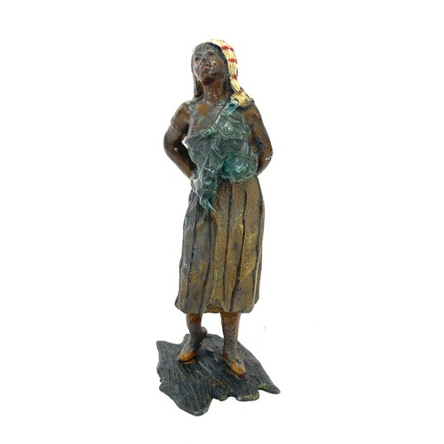 72 - Cold bronze of an African lady, approximate height: 6 inches