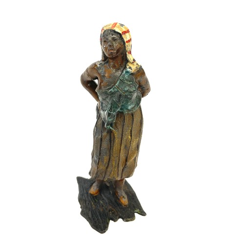 72 - Cold bronze of an African lady, approximate height: 6 inches