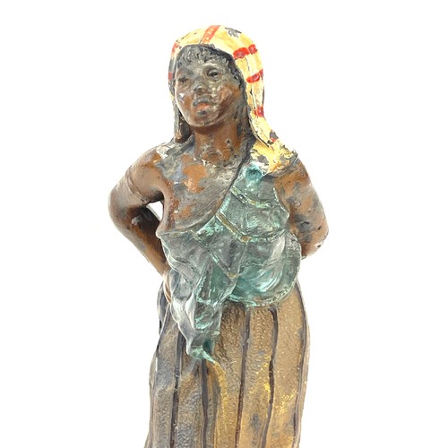 72 - Cold bronze of an African lady, approximate height: 6 inches