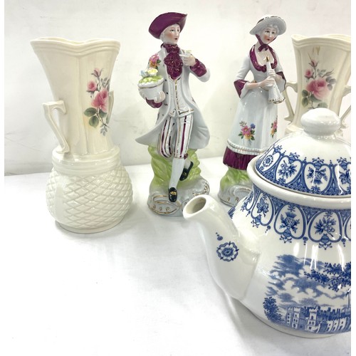 223 - Selection of vintage pottery to include vases, figures and a teapot