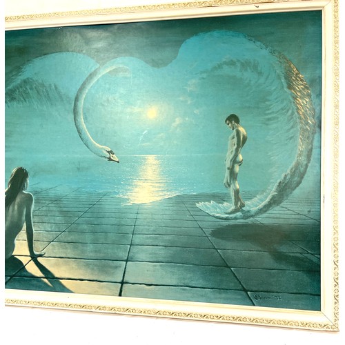 146 - Framed Wings of love signed S  Pearson 72 painting Height 26 inches, Width 38.5 inches