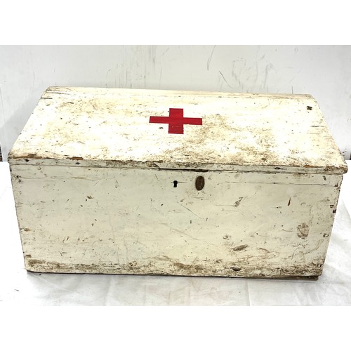 259 - Wooden vintage pine first aid, approximate measurements: Height 11 inches, Length 24 inches, Width 1... 