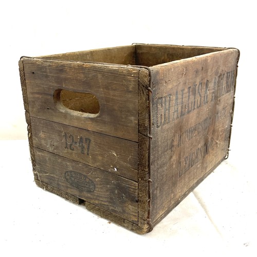 29 - Wooden small advertising crate Challis & Allen, Humberstone Gate Leicester, approximate measurements... 