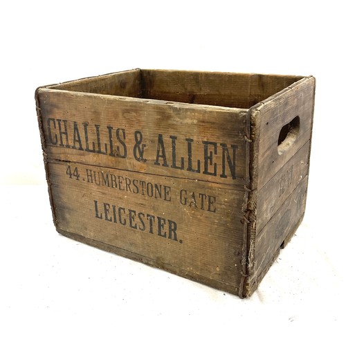 29 - Wooden small advertising crate Challis & Allen, Humberstone Gate Leicester, approximate measurements... 