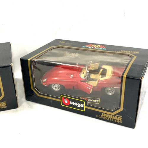 64 - Boxed Burago Mercedes Benz SSK (1928), Jaguar E Cabriolet (1961)