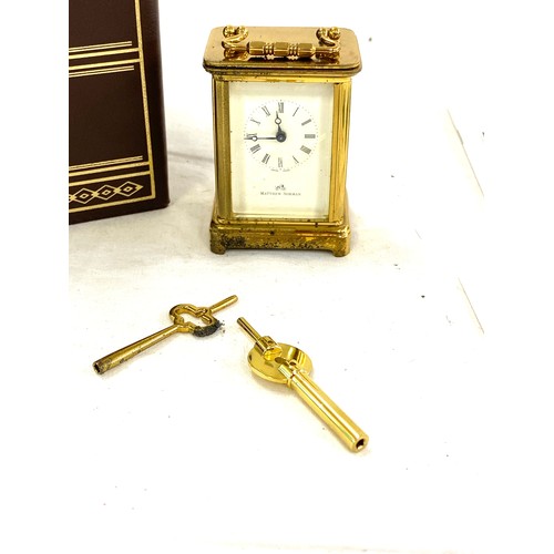 20 - Matthew Norman carriage clock, with original box and key, untested, approximate measurement: 2.5 inc... 