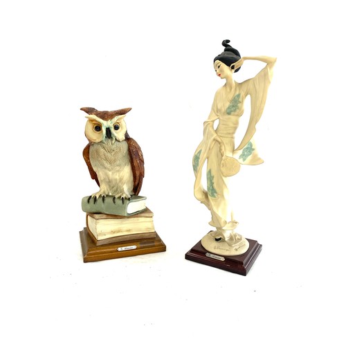 100 - Armani collection, owl and geisha girl figurine, both in good overall condition with boxes