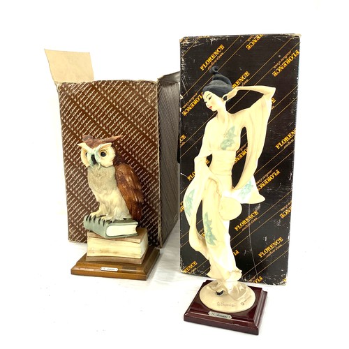 100 - Armani collection, owl and geisha girl figurine, both in good overall condition with boxes