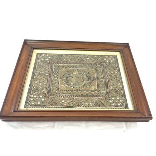 54 - Framed antique Siam Kalaga tapestry , approximate frame measurements: 21 x 21.5 inches