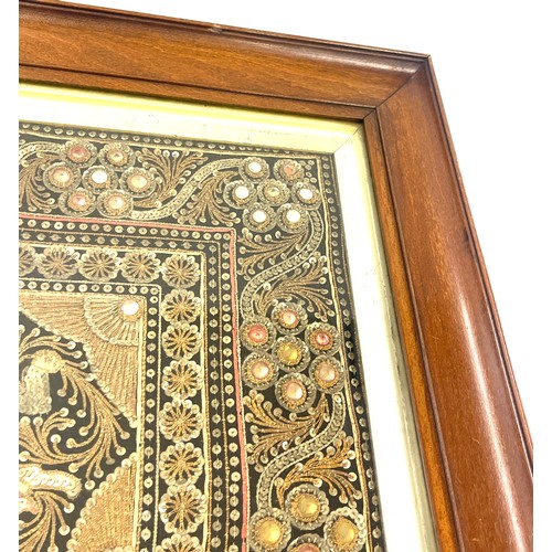 54 - Framed antique Siam Kalaga tapestry , approximate frame measurements: 21 x 21.5 inches