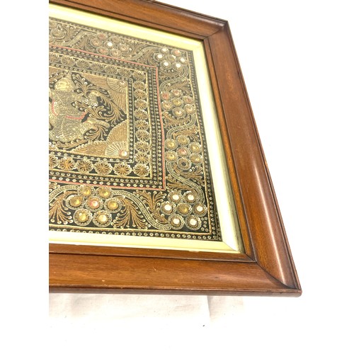 54 - Framed antique Siam Kalaga tapestry , approximate frame measurements: 21 x 21.5 inches