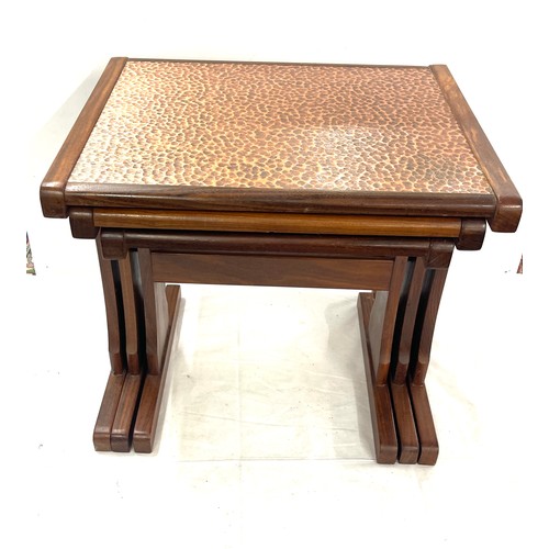 407 - Vintage Copper top G Plan nest of tables, largest measures approximately Height 19 inches, Width 21 ... 