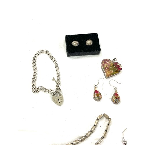 464 - Selection of silver and sone set jewellery includes earring, pendant sets etc