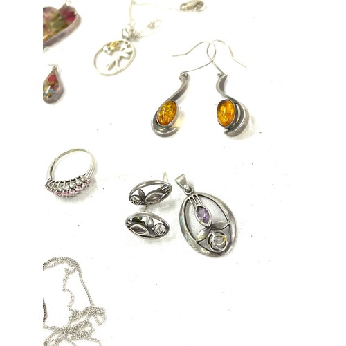 464 - Selection of silver and sone set jewellery includes earring, pendant sets etc