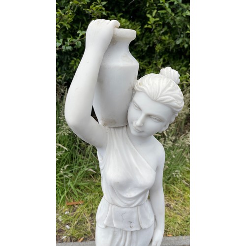 292 - White composite lady figurine / statue, overall approximate height 31 inches