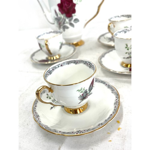 229 - Royal Stafford Roses to Remember pattern. Coffee pot, 5 Cups, 6 Saucers all in good overall conditio... 