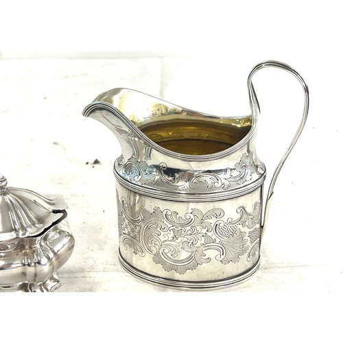 557 - Hallmarked Silver jug, hallmarked silver mustard pot with liner, silver weight approximately 262.5g