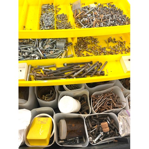 213 - Stanley Plastic tool box with large quantity of screws