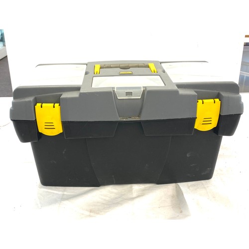 213 - Stanley Plastic tool box with large quantity of screws