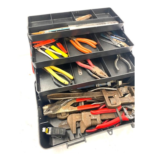 248 - Plastic red and black tool box with contents