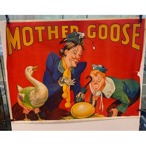 126 - Vintage Mother Goose Pantomime Poster by Taylors of Wombwell, Barsnley, Yorkshire c 1930s measures a... 